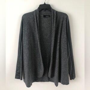 The Kooples Merino Wool Cashmere Open Cardigan Lambskin Leather Sleeves 3 (L)
